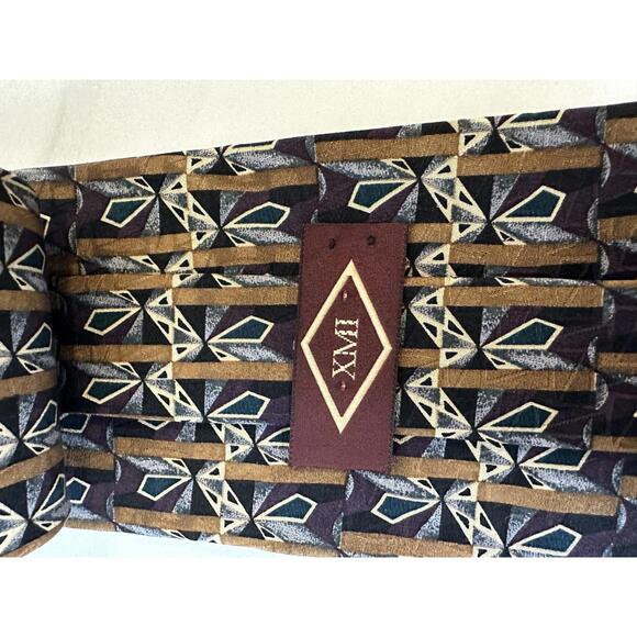 XMI multicolored geometric silk necktie - Picture 2 of 3